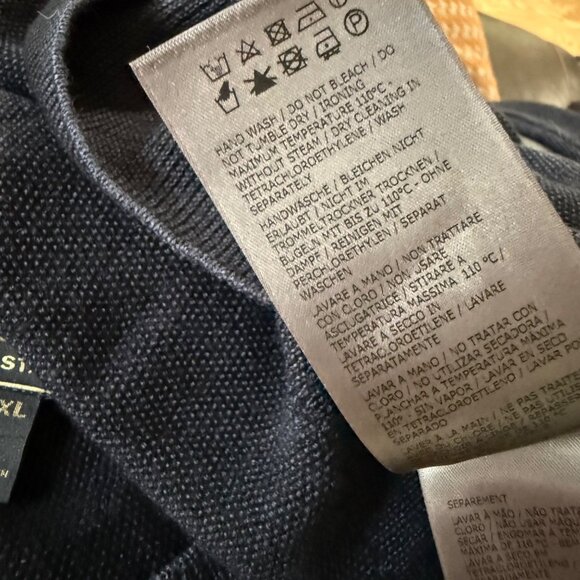 mens size XXL navy blue virgin wool Belstaff sweater jumper seedstitch - Picture 6 of 10